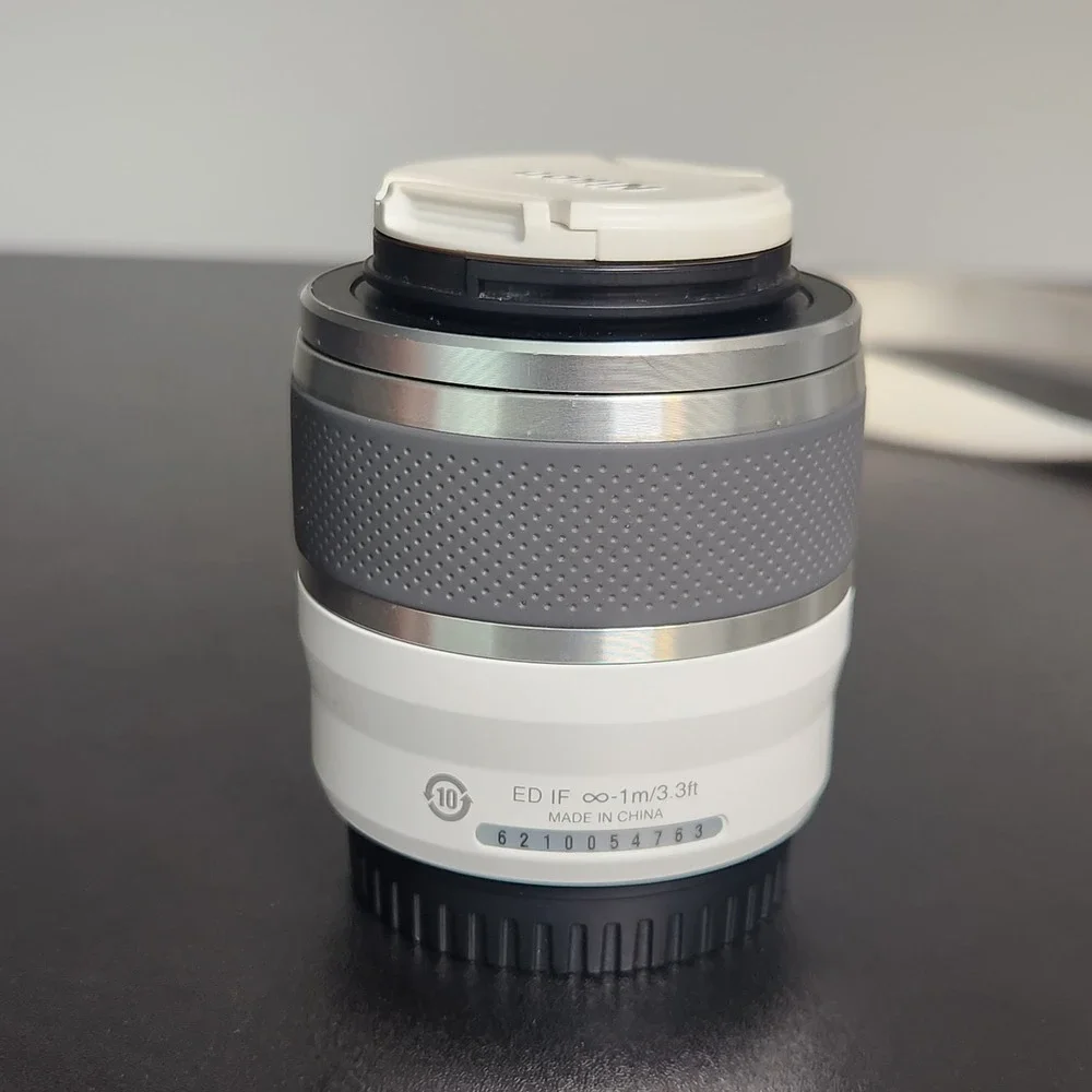 Nikon 1 J1 Digital Camera White w/ 10-30 & 30-110 Lens Hood 3 Batteries SD Card